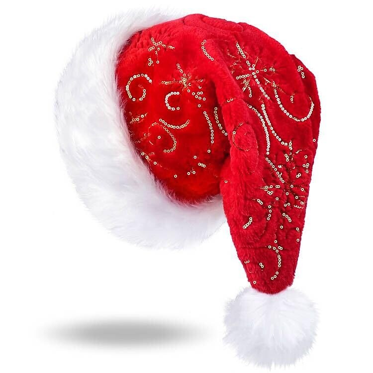Christmas Sequin Snowflake Santa Hat