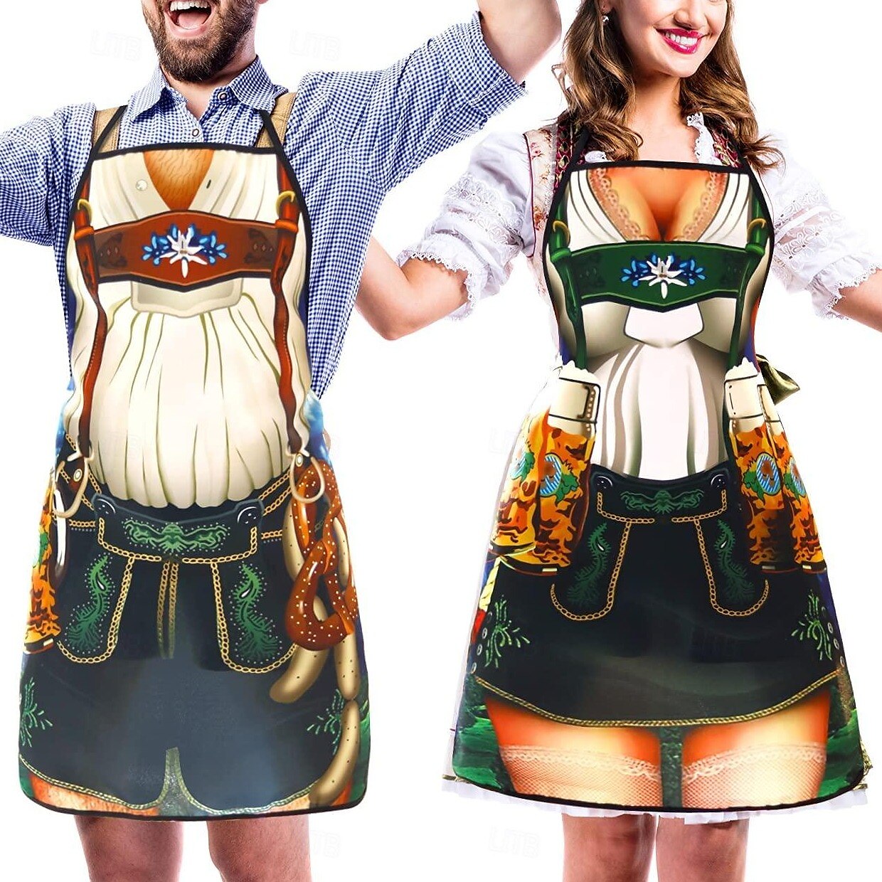 Tablier imprimé Couples Oktoberfest Lederhosen & Dirndl