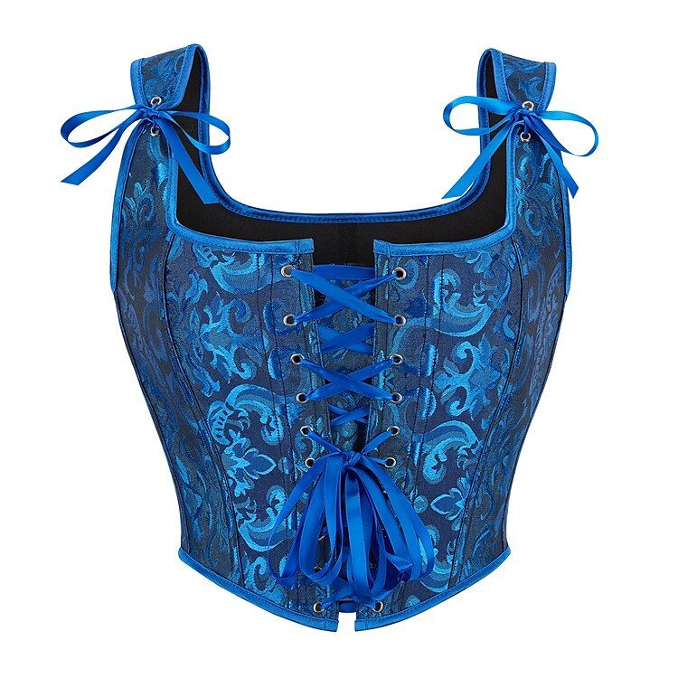 Retro Jacquard Lace-up Corset U-back Vest