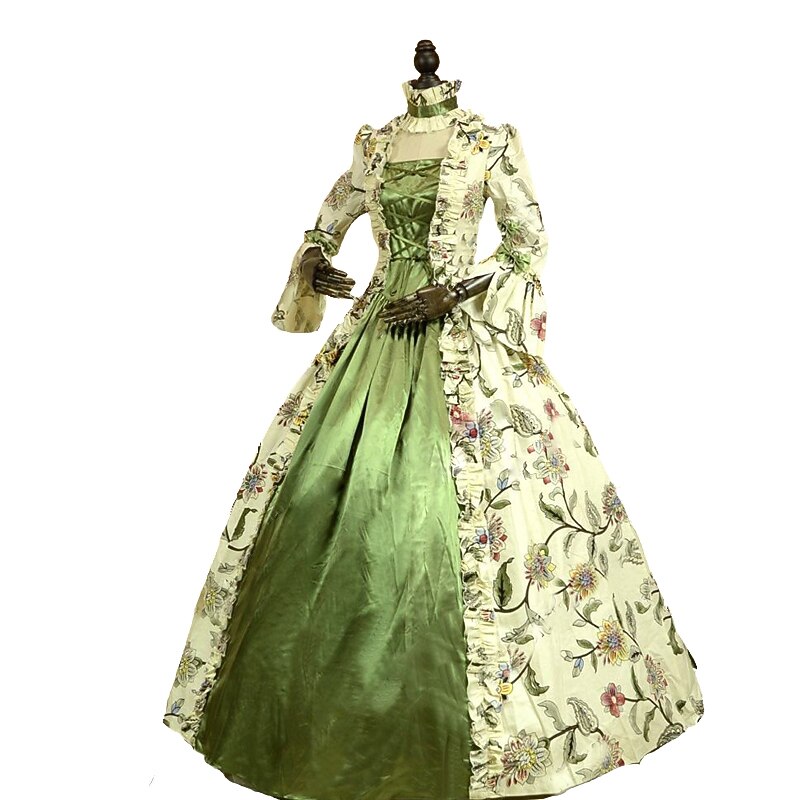 Rococo Marie Antoinette Style Green Cocktail Gown