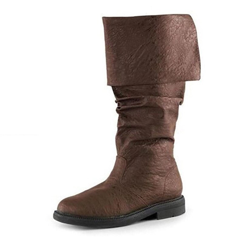 Unisex Medieval Renaissance Knee High Flat Jazz Boots - Retrorobe