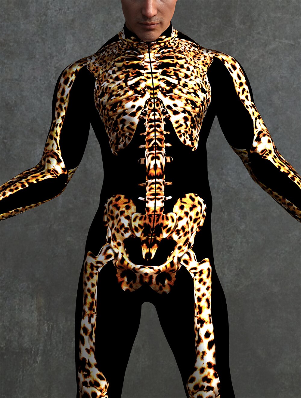 Men's Leopard Print Skeleton Bodysuits