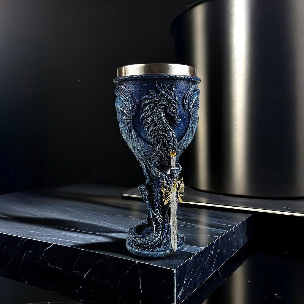 1pc 7oz (200ml) Stainless Steel Medieval Dragon Wine Glass - Retrorobe