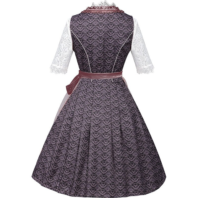 Oktoberfest Dirndlkleid mit Stickerei in Rosa mit Spitzenschürze und Bluse