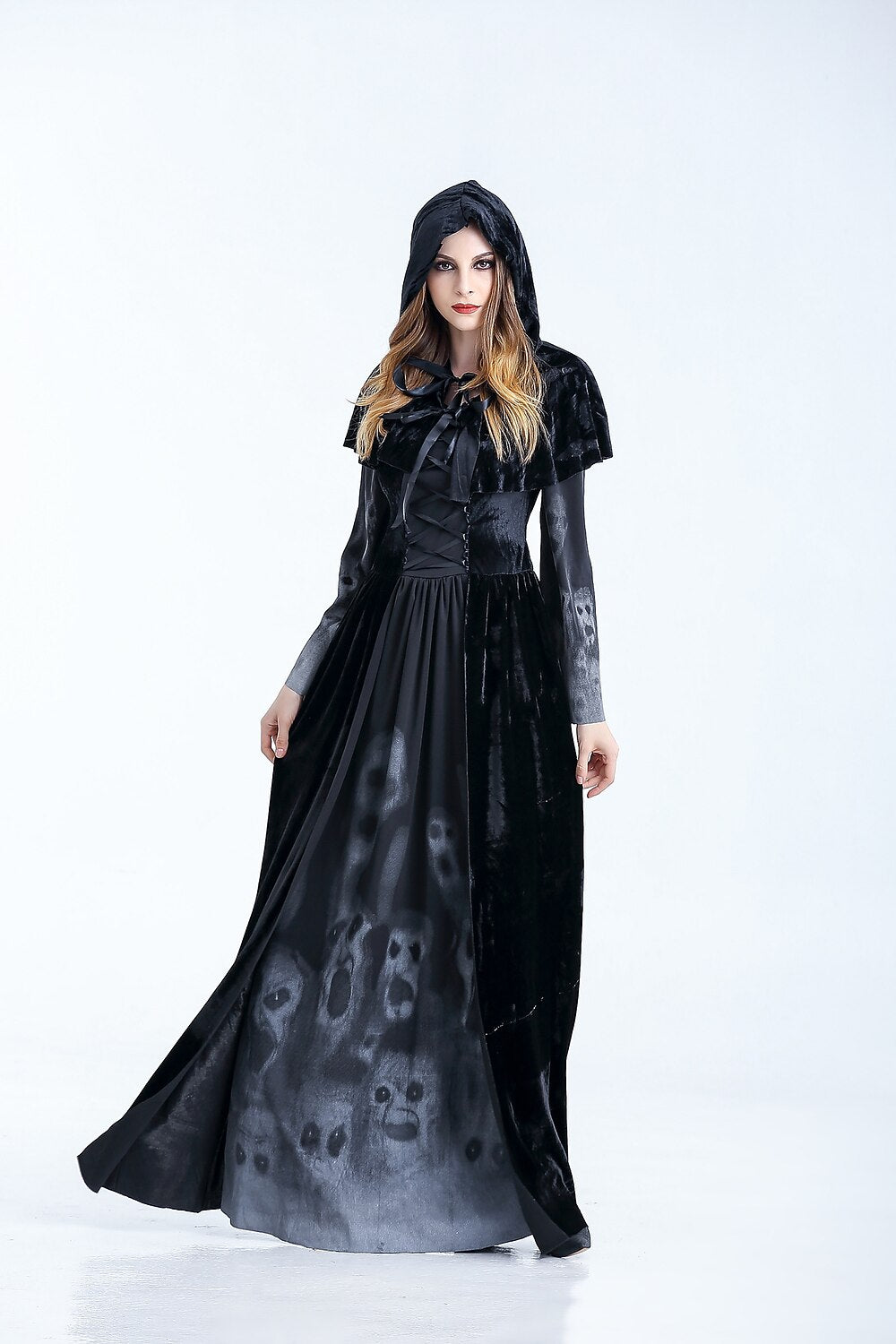 Gothic Witch Outfit with Hooded Cloak
