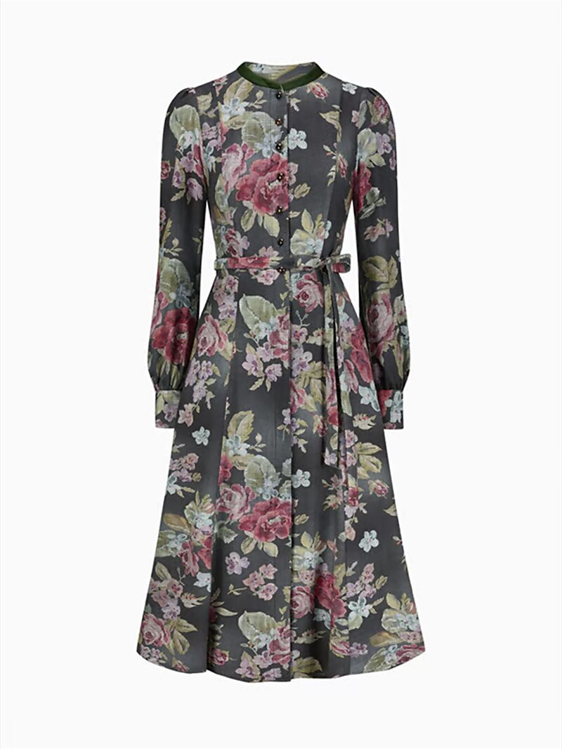 Oktoberfest Black Floral Vintage Dirndl Dress with Apron