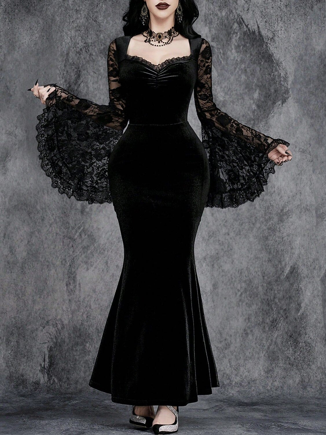 Morticia Addams Velvet Fancy Dress