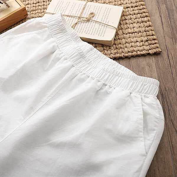 Classic Loose Fit Cotton Linen Blend Pants - Retrorobe