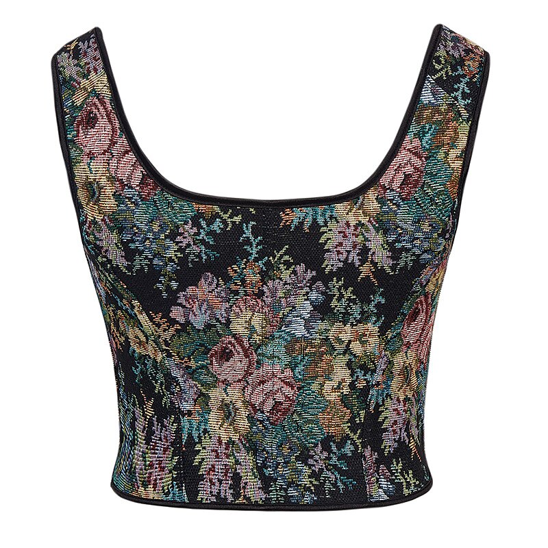 Floral Lace-up Front Vest U-Back 10 Bones Corset
