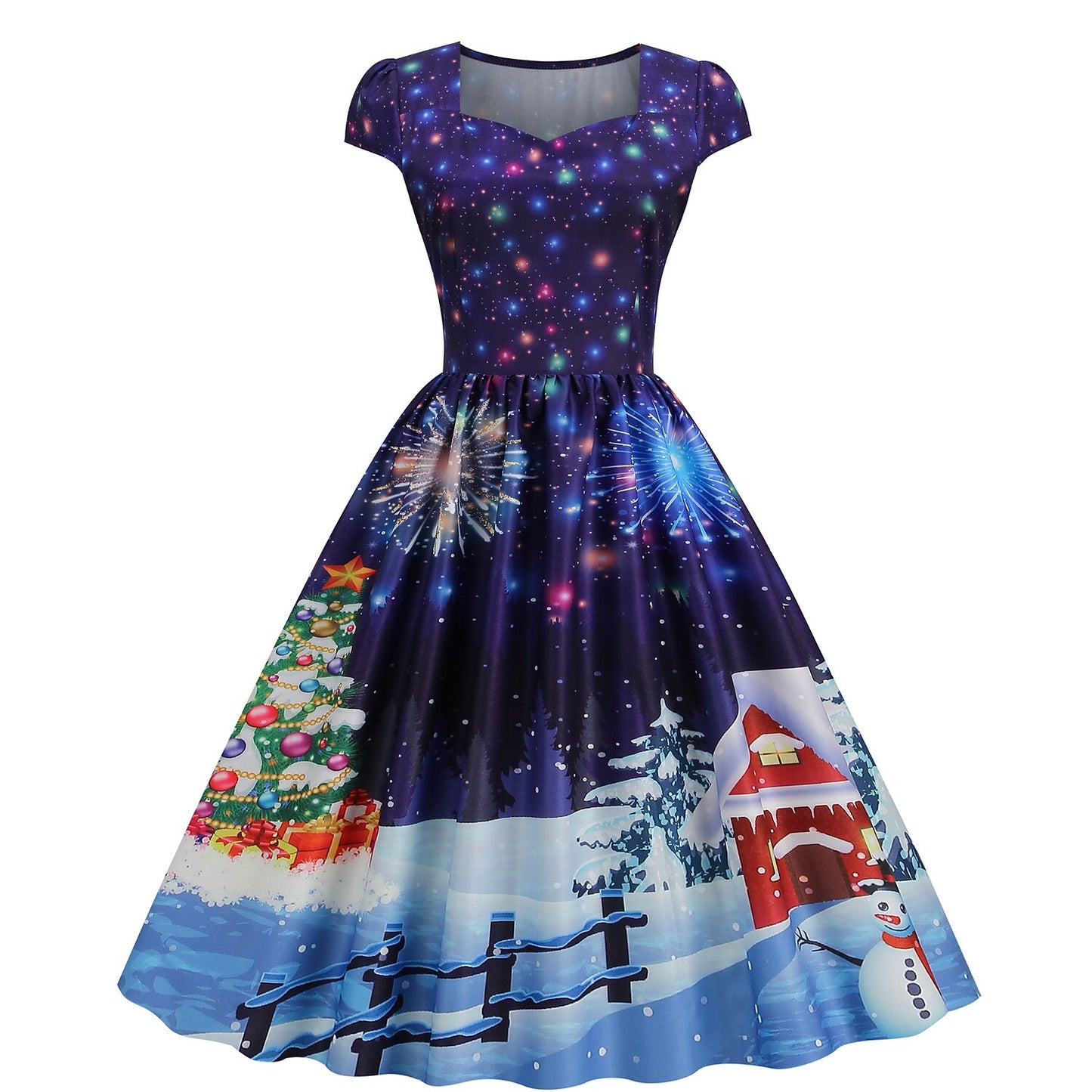 Christmas A-Line Graphic Dress