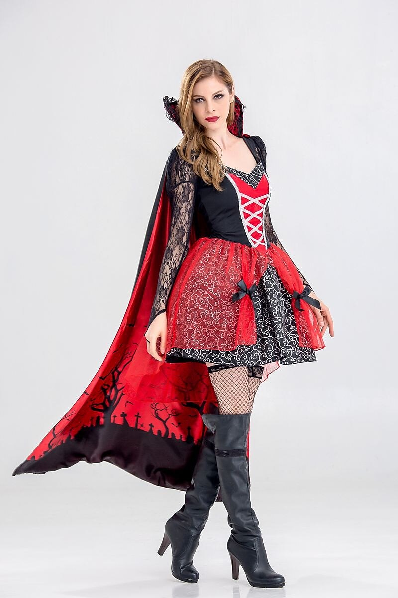 Gothic Vampire Queen Costume with Cloak