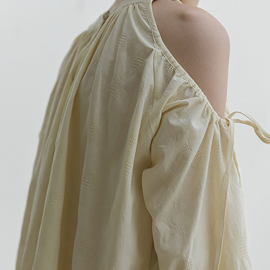 Classic Flowy Pleated Cold Shoulder Blouse - Retrorobe
