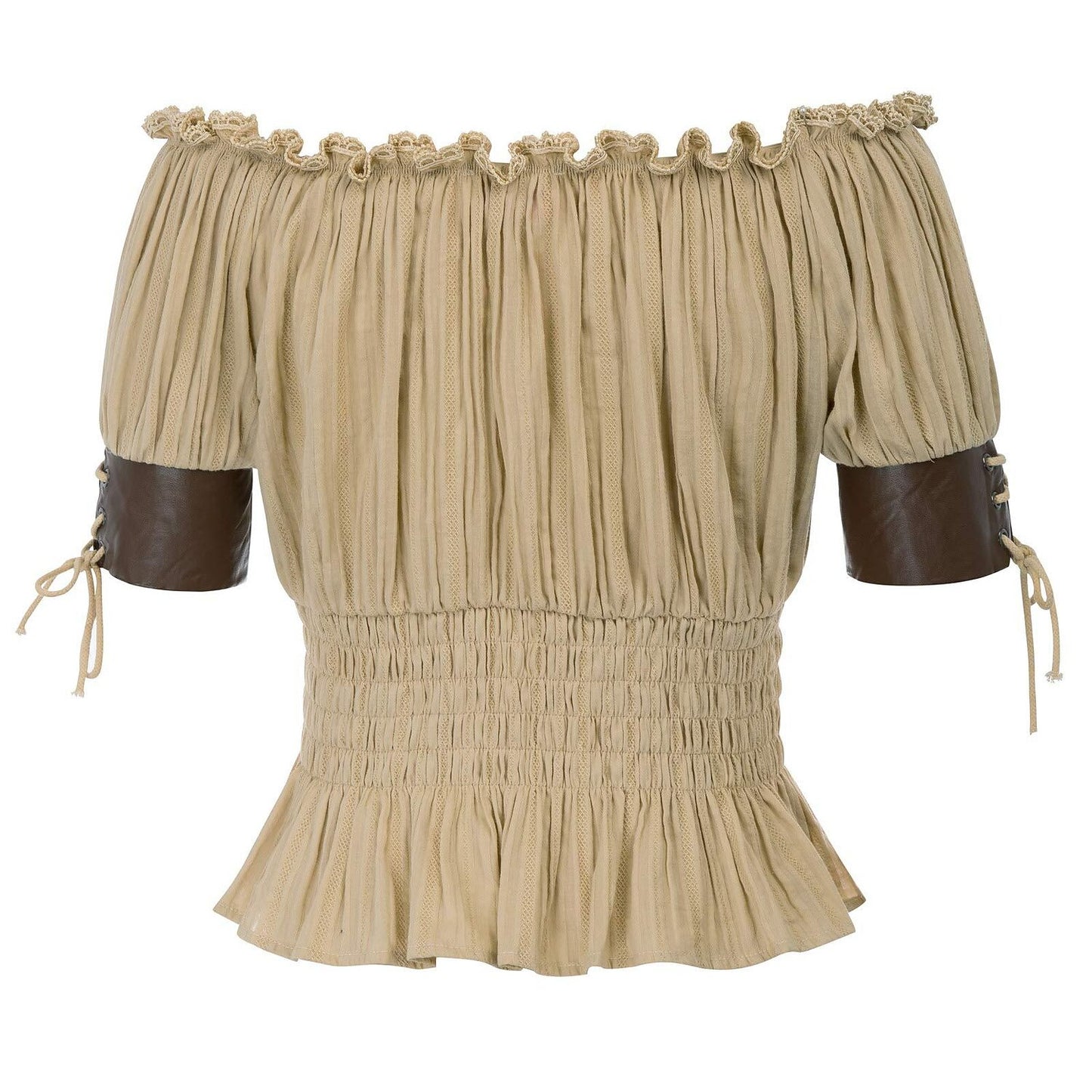 Renaissance Style Half Sleeve Lace-Up Blouse - Retrorobe