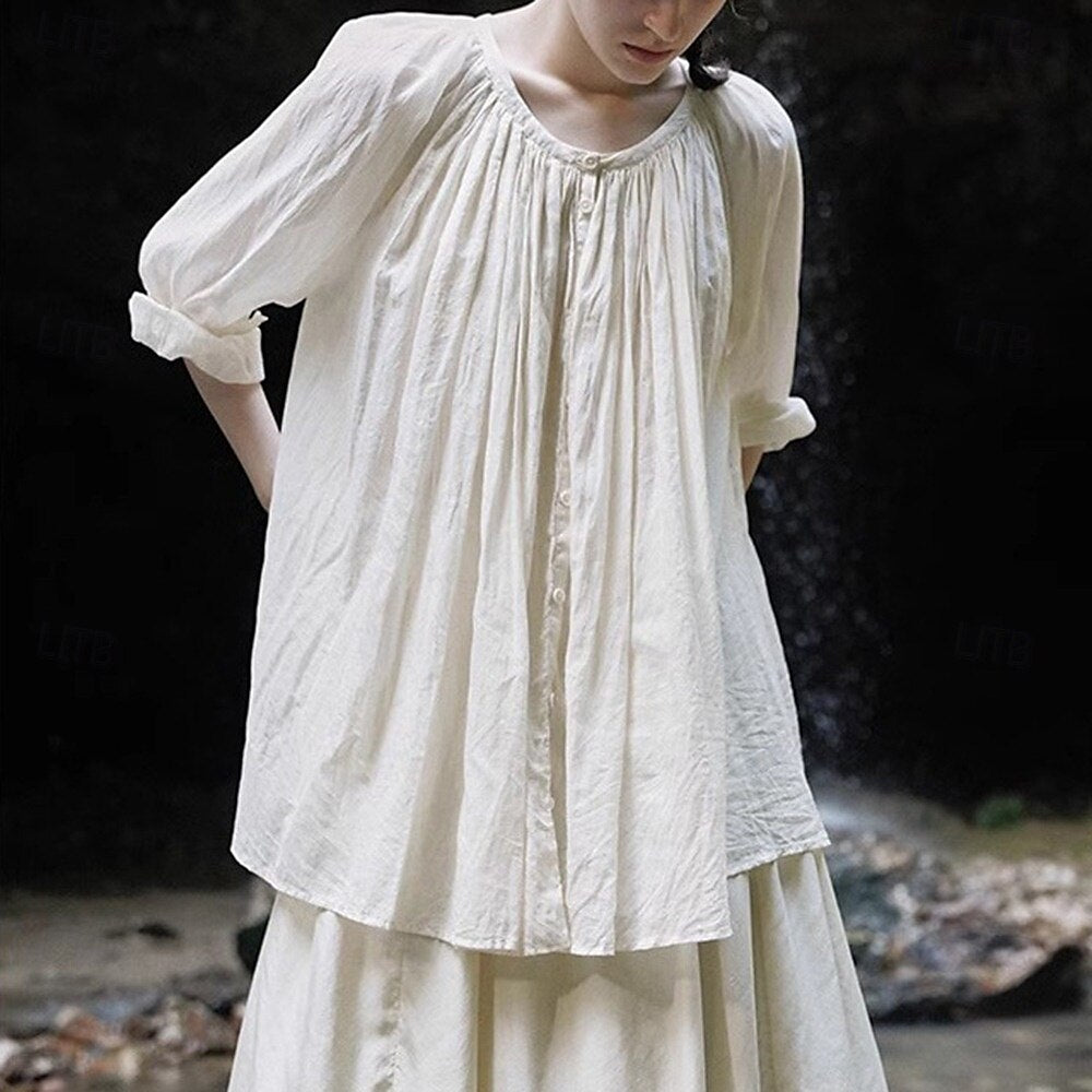 Retro Renaissance Style Basic Blouse for LARP & Casual Daily - Retrorobe