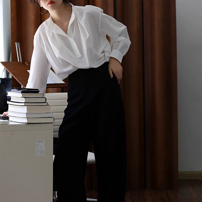French Minimalist Style Vintage Blouse - Retrorobe
