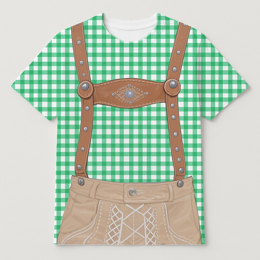 Herren Oktoberfest Blau Grün Lederhosen Grafik T-Shirt