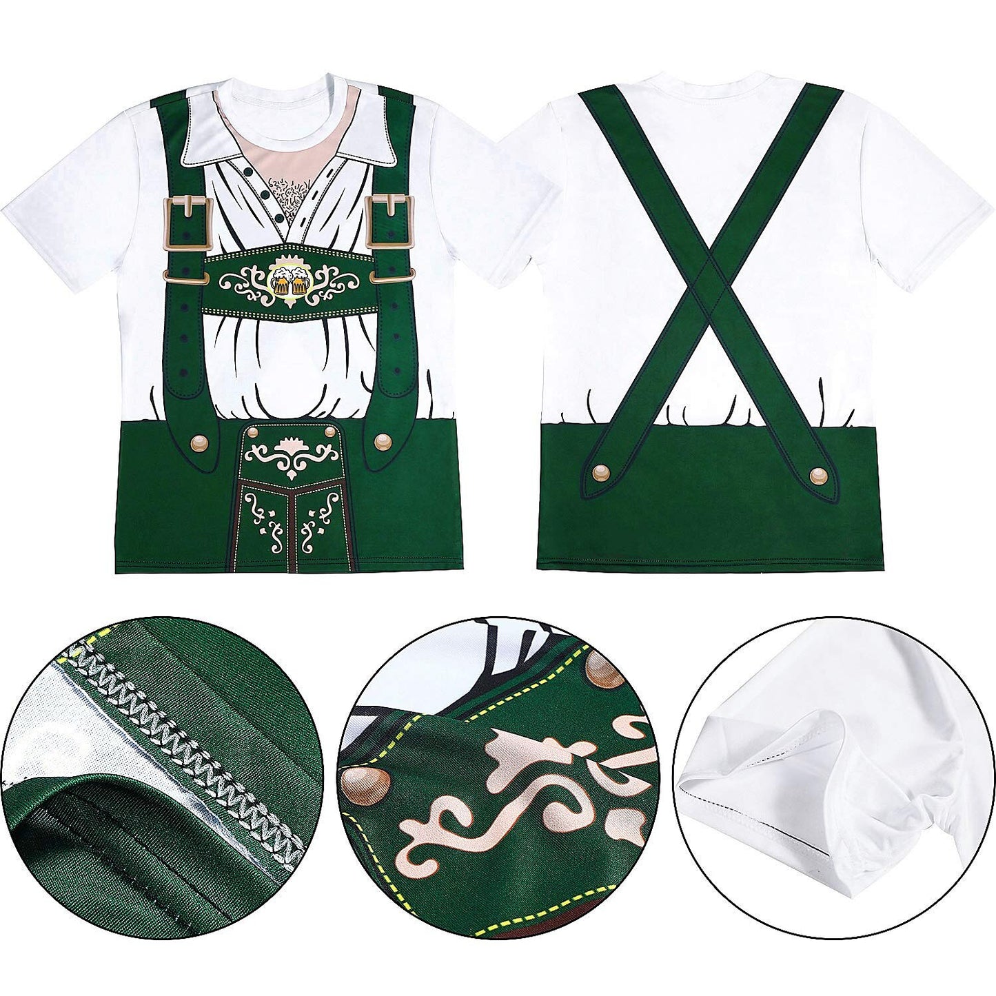 Men's Oktoberfest Green Lederhosen Beer Graphic T-shirt
