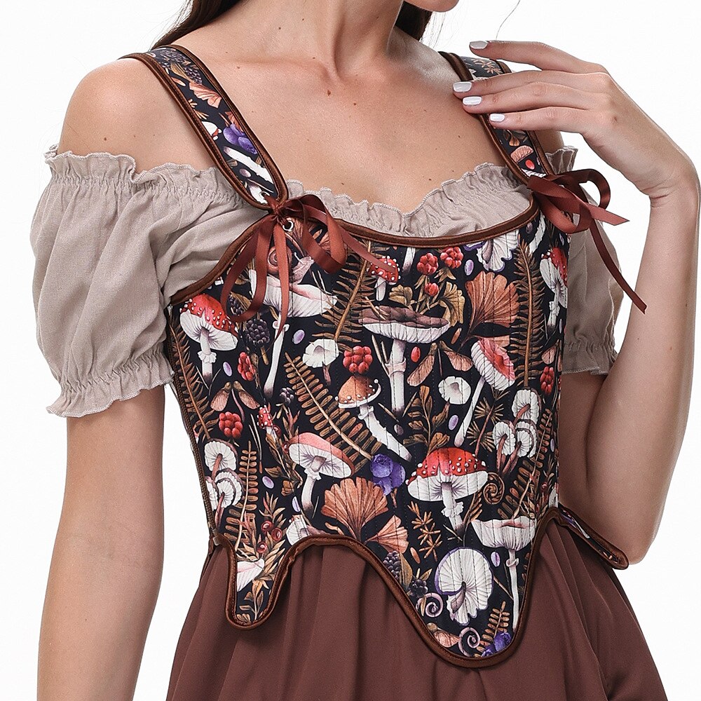 Renaissance Tie-Shoulder Corset U-Back - Retrorobe