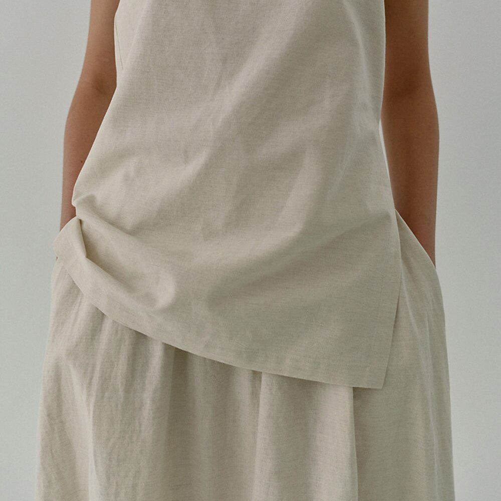 Classic Cotton Linen Blend Skirt - Retrorobe