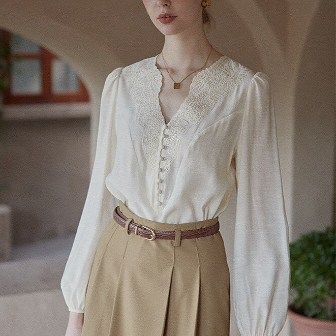 Victorian Style Embroidery Blouse - Retrorobe
