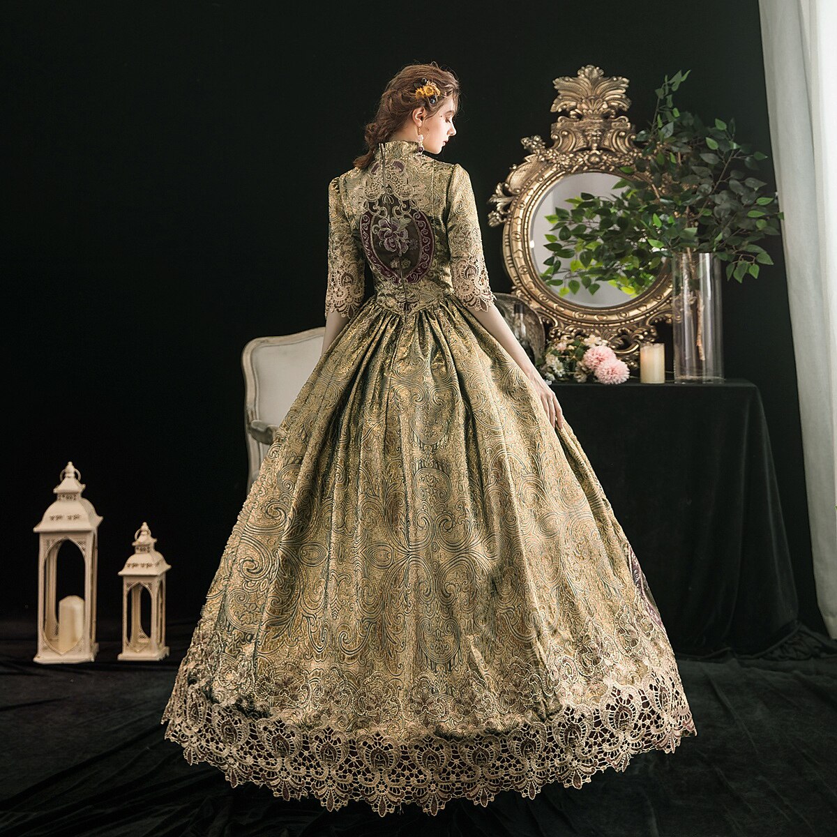 The Marvelous Mrs. Maisel Rococo Medieval Dress Party Costume Masquerade Women's Costume Black Vintage Cosplay Party Masquerade Halloween - Retrorobe
