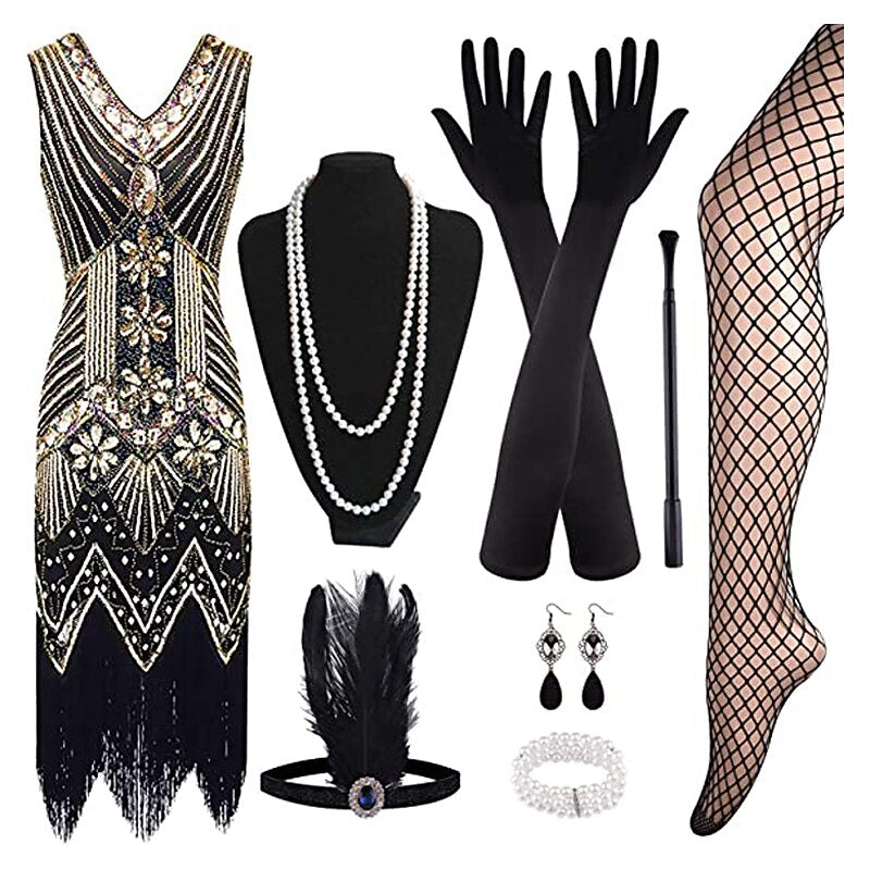 Golden Flapper Dress with ACCs