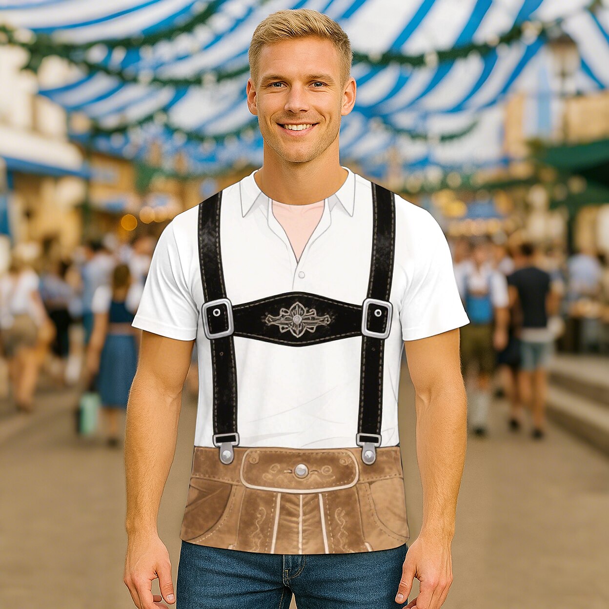 Men's Oktoberfest Lederhosen Graphic T-shirt