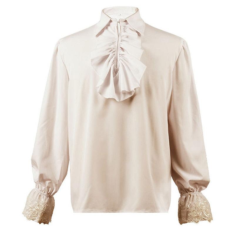 Renaissance Ruffle Decorated Tops with Lace Cuffs - Retrorobe