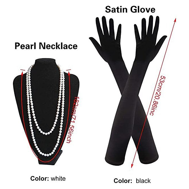 Gold Floral Sequin Flapper Dress with Accessories Set