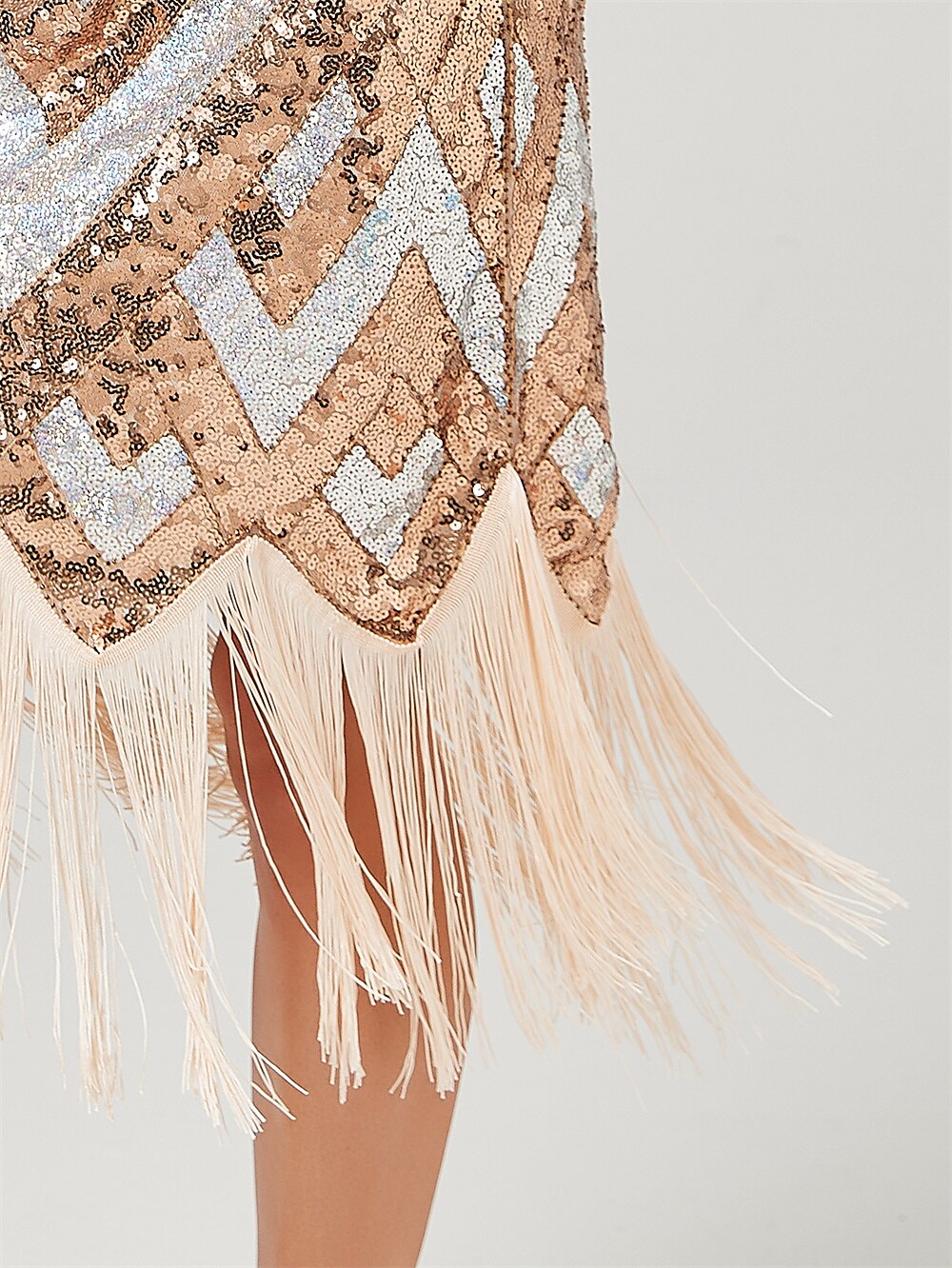 Sequin Chevron Flapper Dress with Vintage Glam