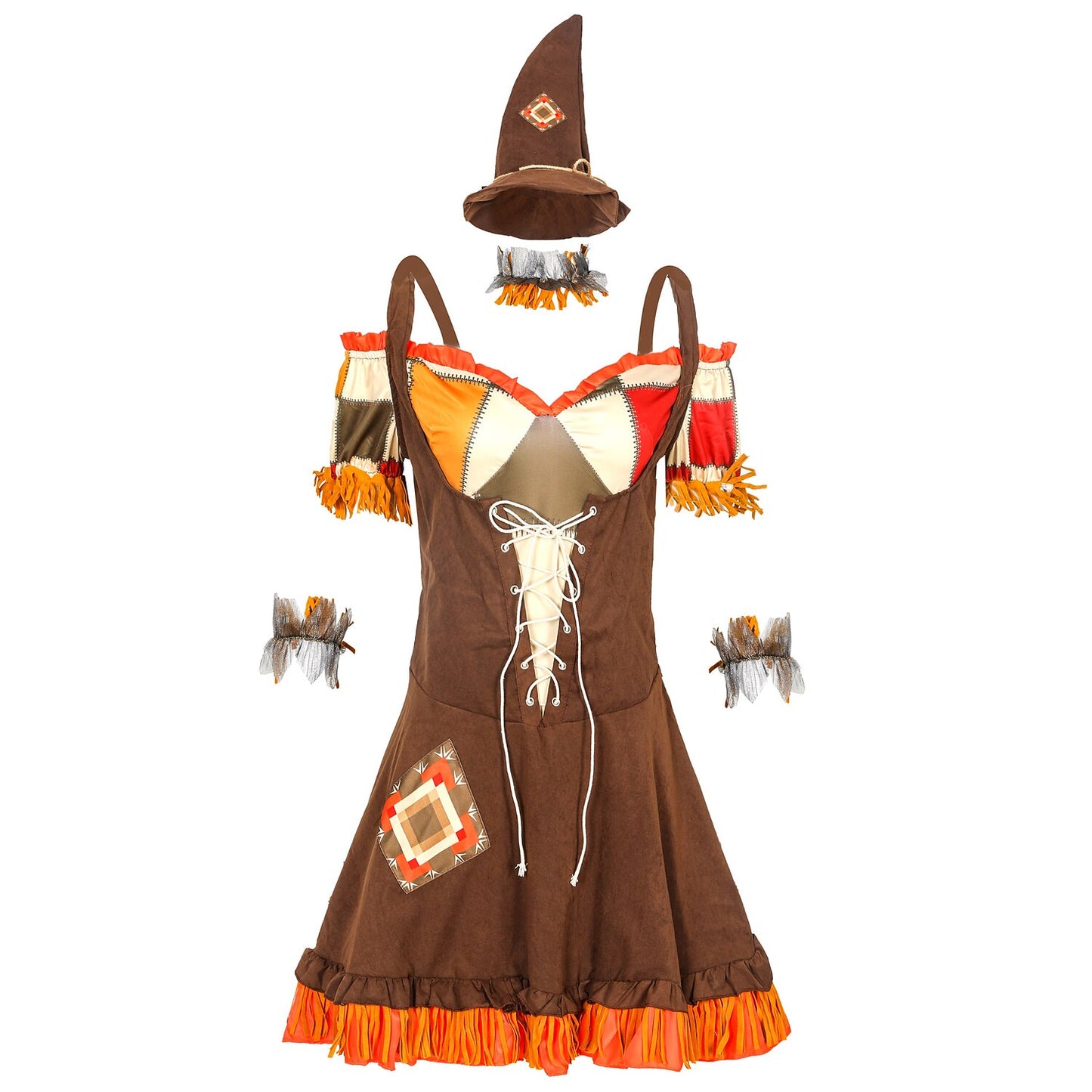 Scarecrow Halloween Costume Dress with Hat
