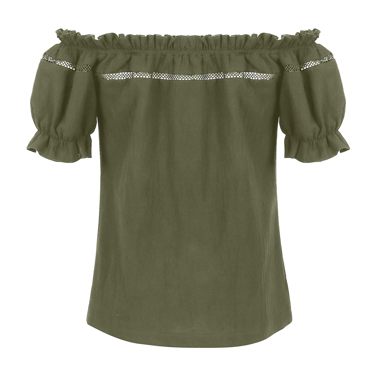 Renaissance Crew Neck Off Shoulder Lace-up Tops - Retrorobe