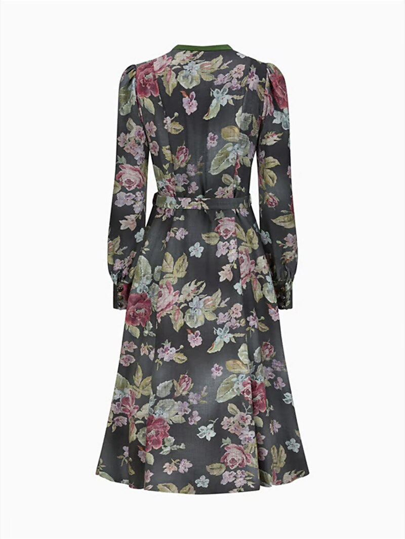Oktoberfest Black Floral Vintage Dirndl Dress with Apron