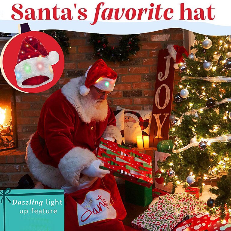 Light-Up Plush Santa Hat