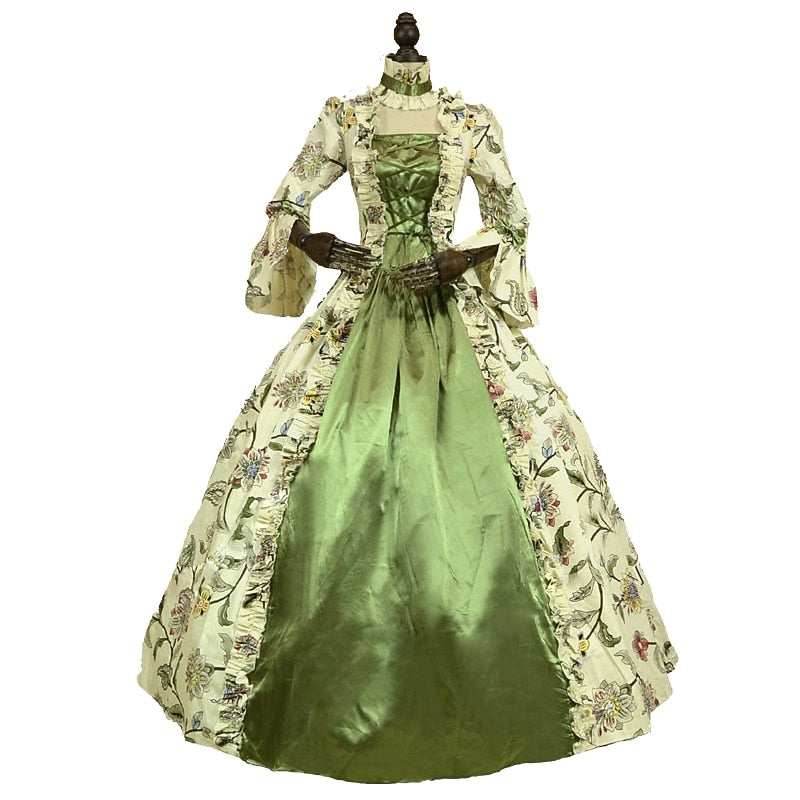 Rococo Marie Antoinette Style Green Cocktail Gown