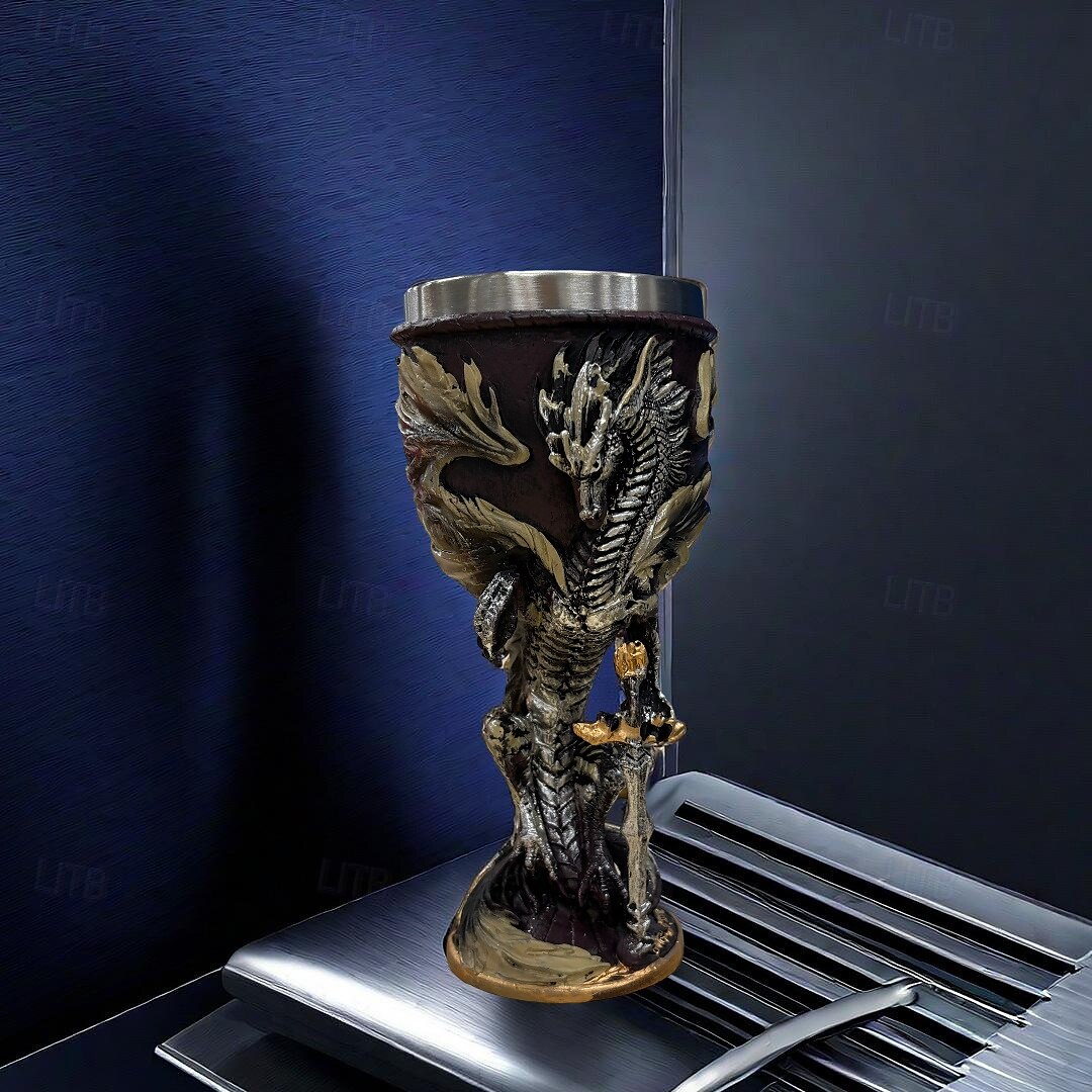 1pc 7oz (200ml) Stainless Steel Medieval Dragon Wine Glass - Retrorobe