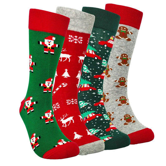 4PCS Christmas Patterned Socks