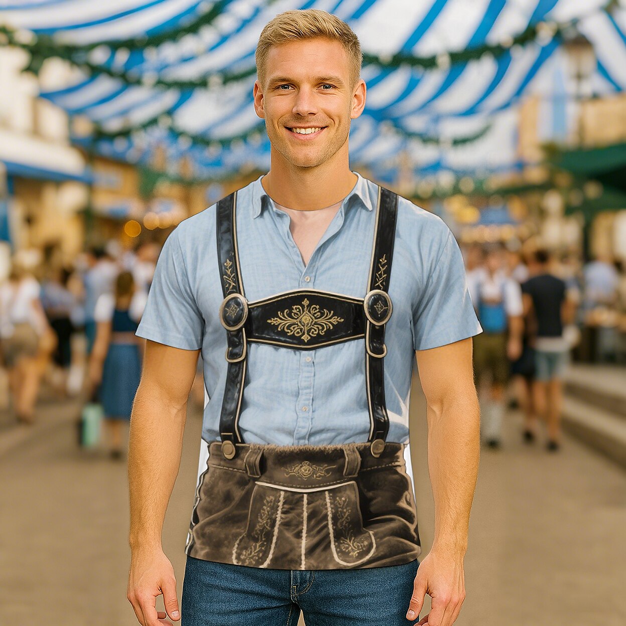 Men's Oktoberfest Lederhosen Graphic T-shirt