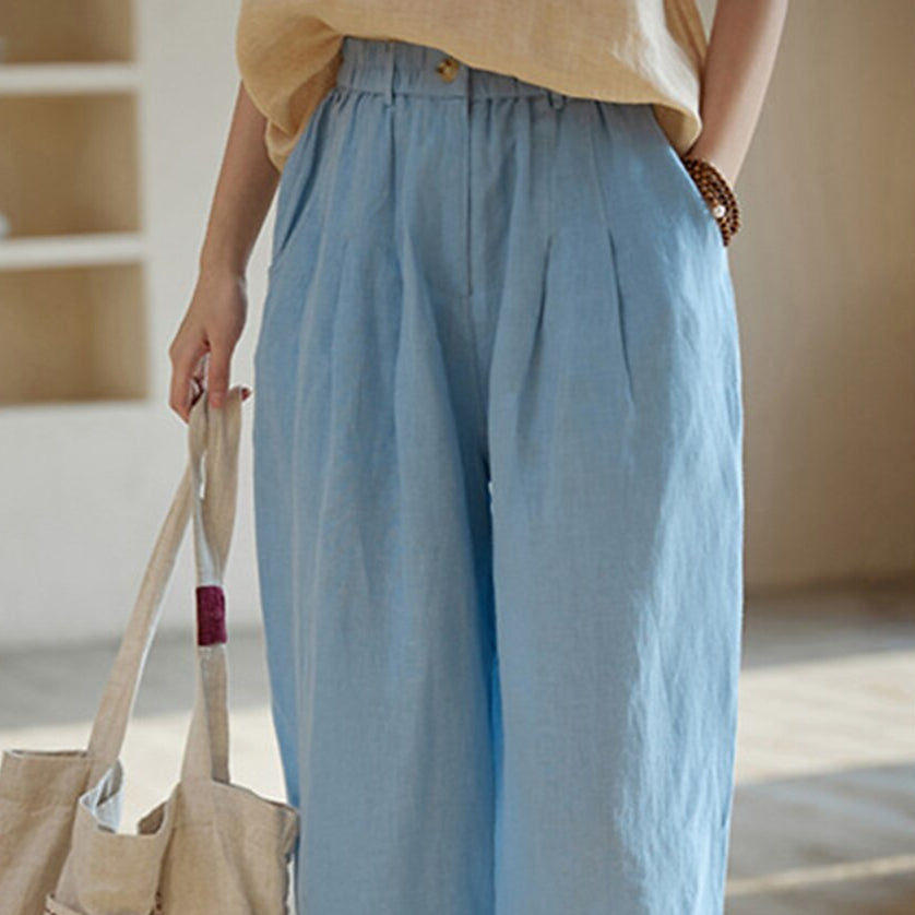 Vintage Loose Fit Pink Linen Pants - Retrorobe
