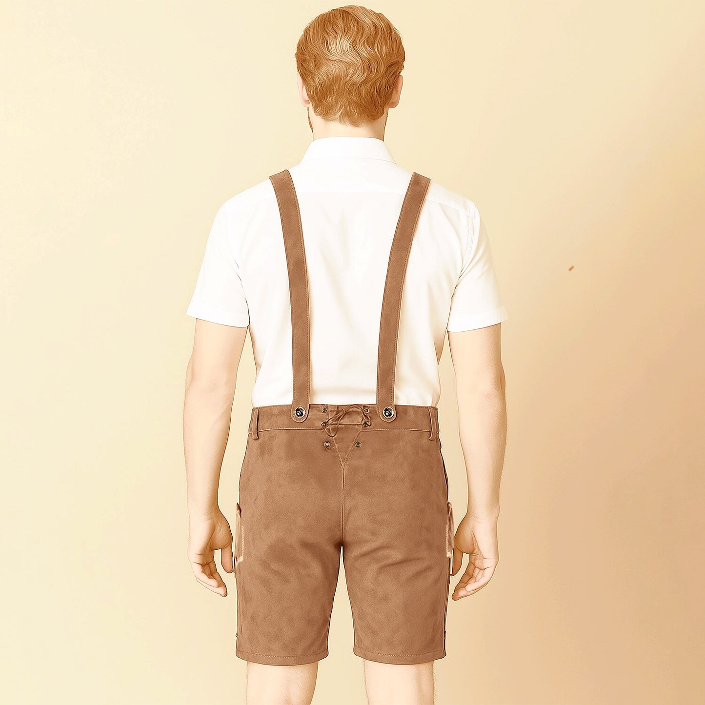 Herren Trachten Lederhose Braun Schwarz Shorts