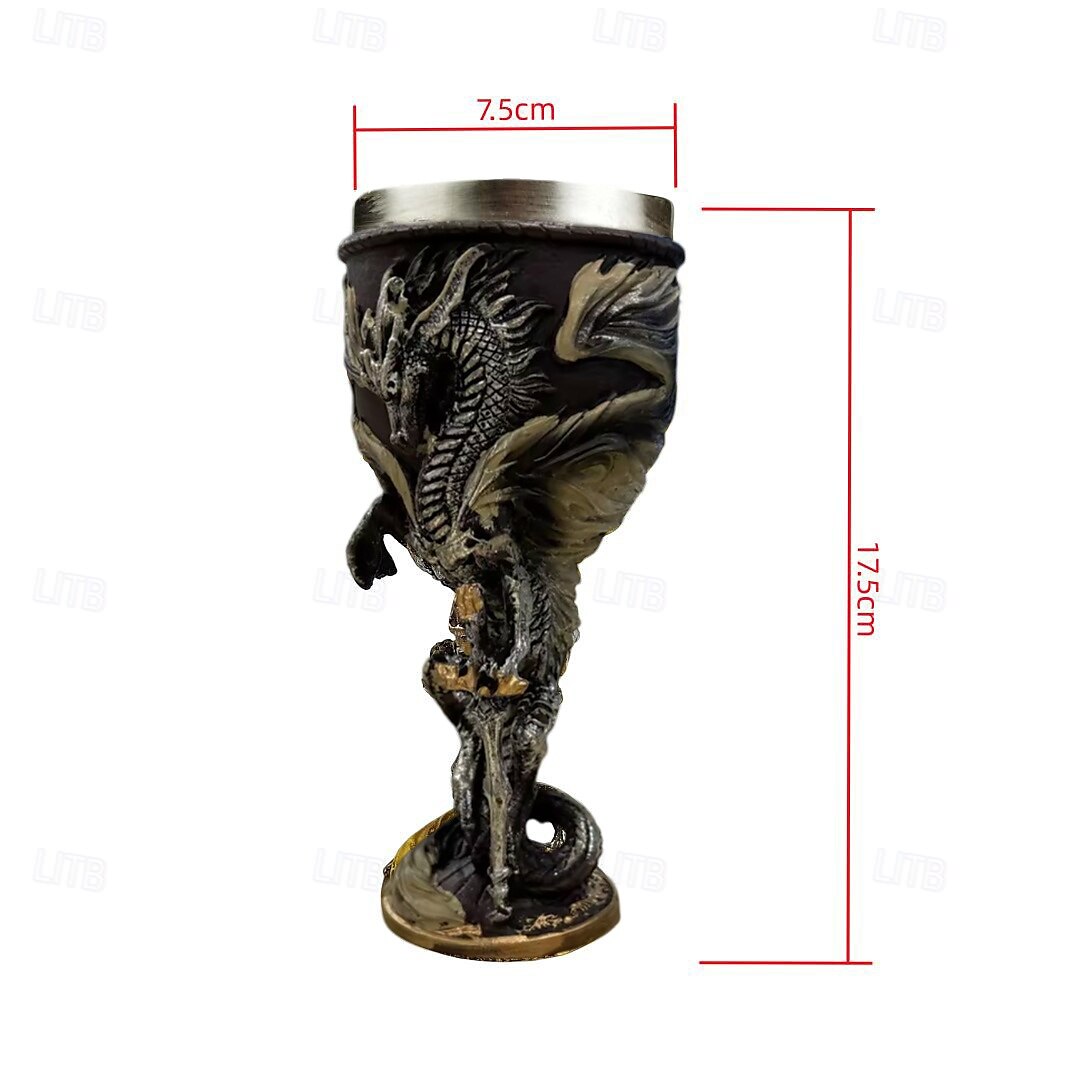 1pc 7oz (200ml) Stainless Steel Medieval Dragon Wine Glass - Retrorobe