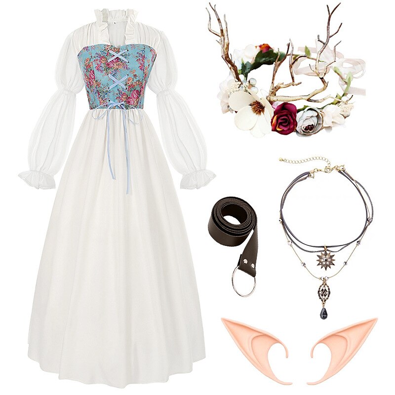 Robe de costume de fée de la Renaissance avec accessoires