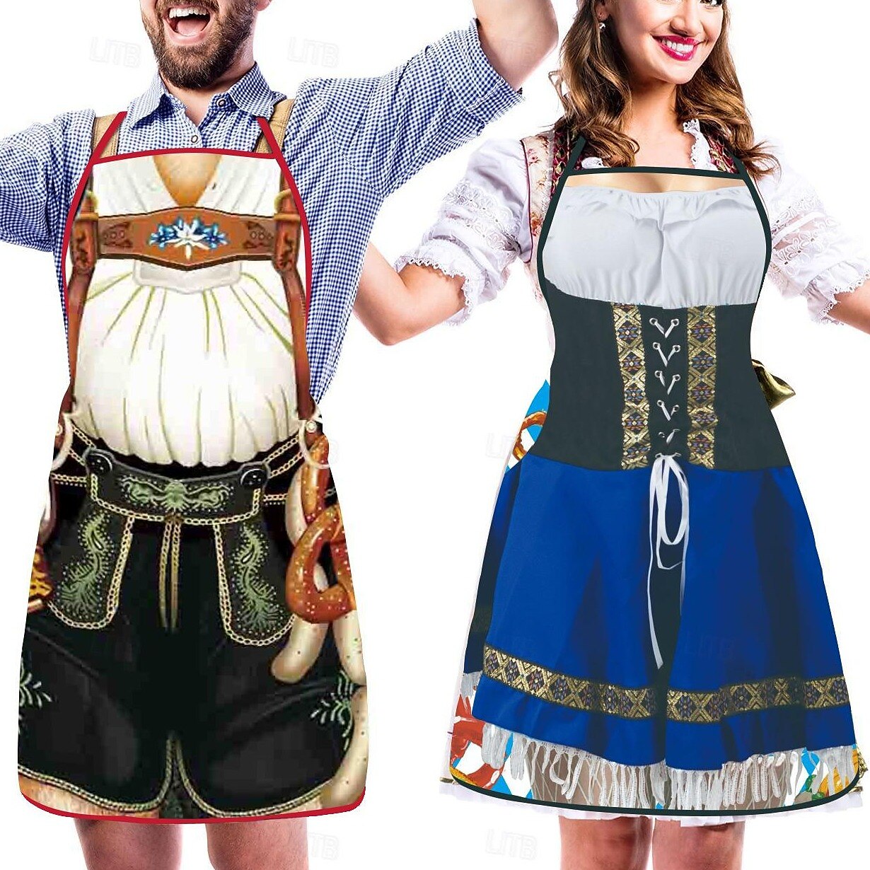 Tablier imprimé Couples Oktoberfest Lederhosen & Dirndl