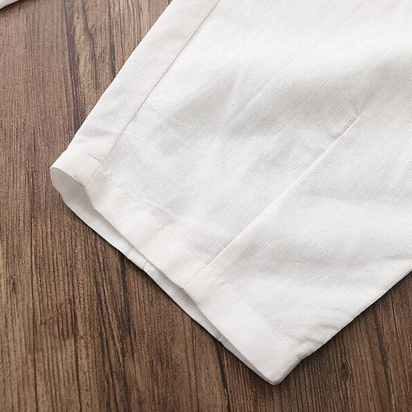 Classic Loose Fit Cotton Linen Blend Pants - Retrorobe