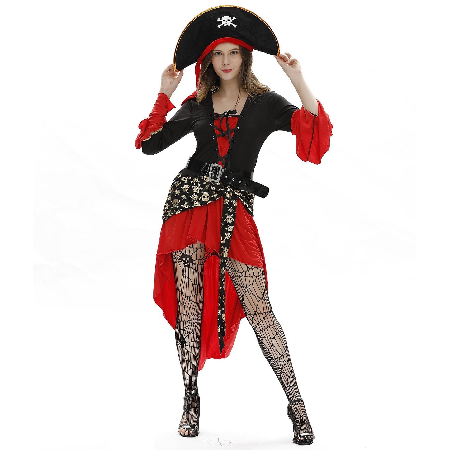 Gothic Piratenkapitän Outfit mit Hut und Gürtel