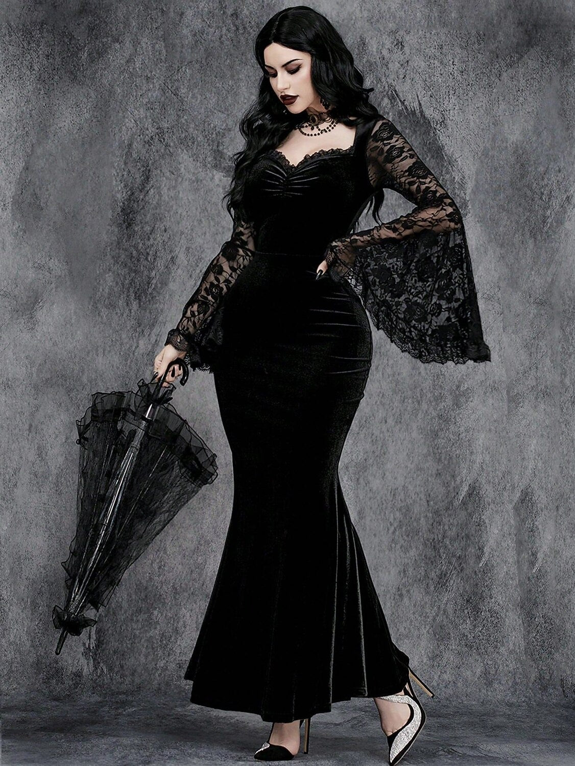 Morticia Addams Velvet Fancy Dress