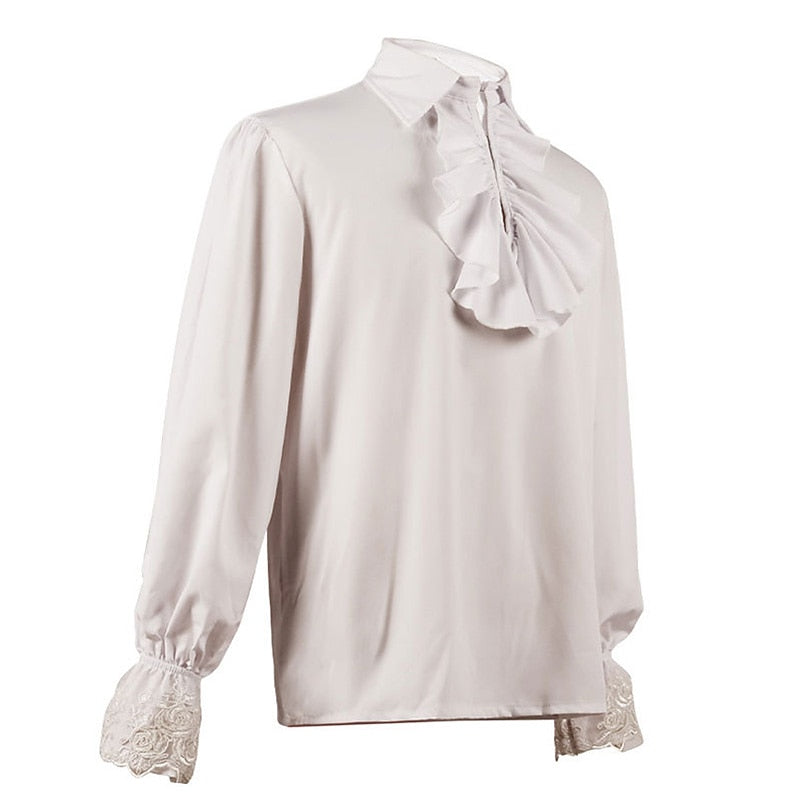 Renaissance Ruffle Decorated Tops with Lace Cuffs - Retrorobe
