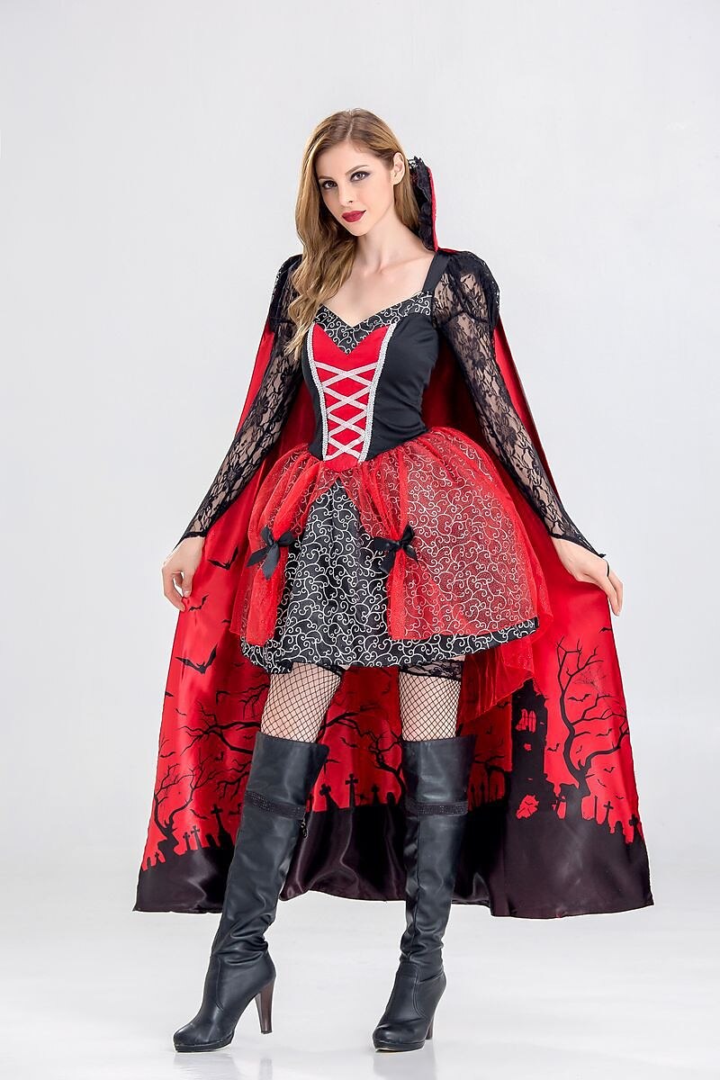 Gothic Vampire Queen Costume with Cloak