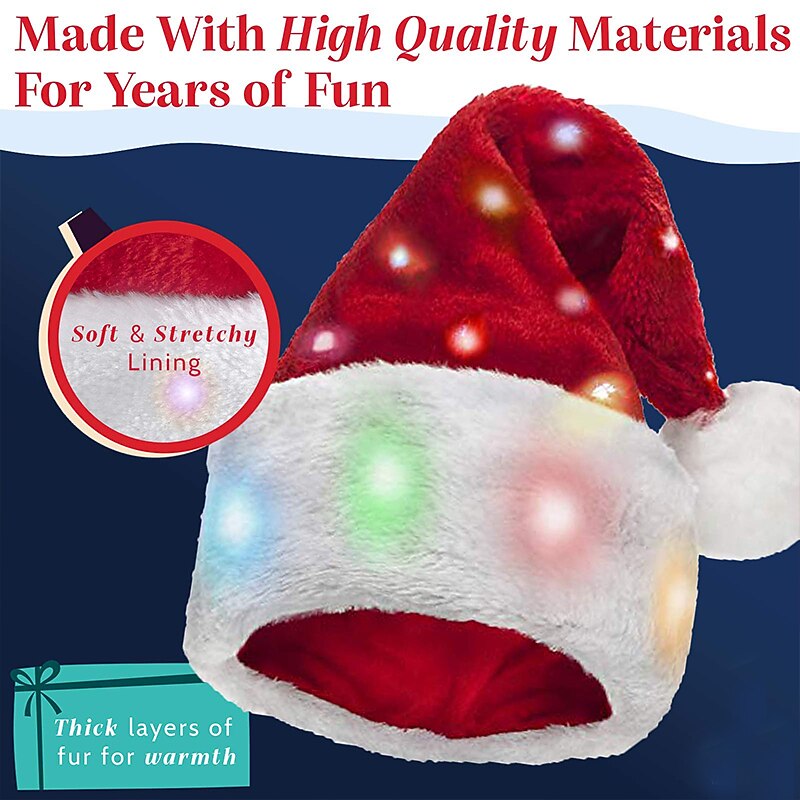 Light-Up Plush Santa Hat