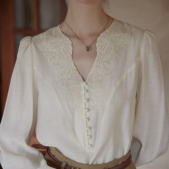 Victorian Style Embroidery Blouse - Retrorobe
